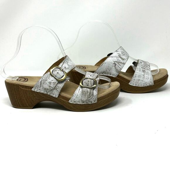 Dansko Sophie White Distressed Leather Sandals - Picture 3 of 12